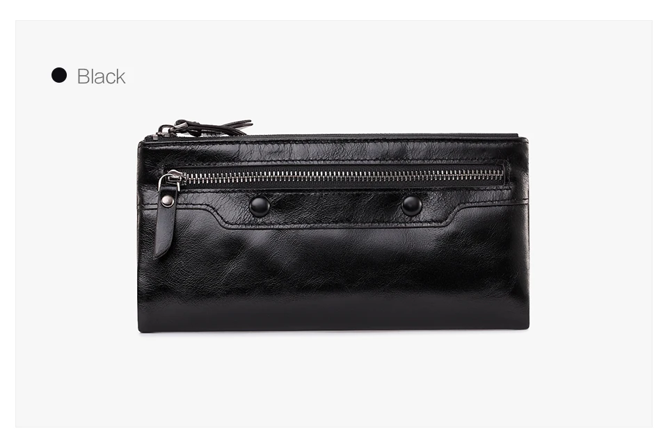 Jamarna Women Wallets Wallet Female Leather Natural Double Zipper Wallet Women Red Coin Purse Card Holder Oil Wax               1_17