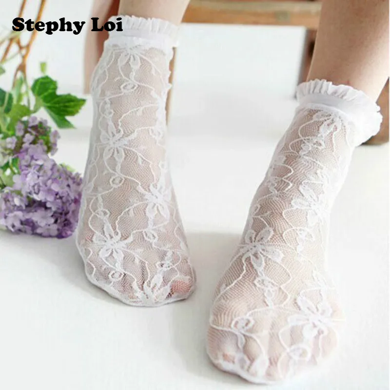 

Sexy Retro Lace Women Girl Ankle Socks Sweet Lolita Princess Ruffle Hollow Harajuku Vintage Froral Lady White Fishnet summer