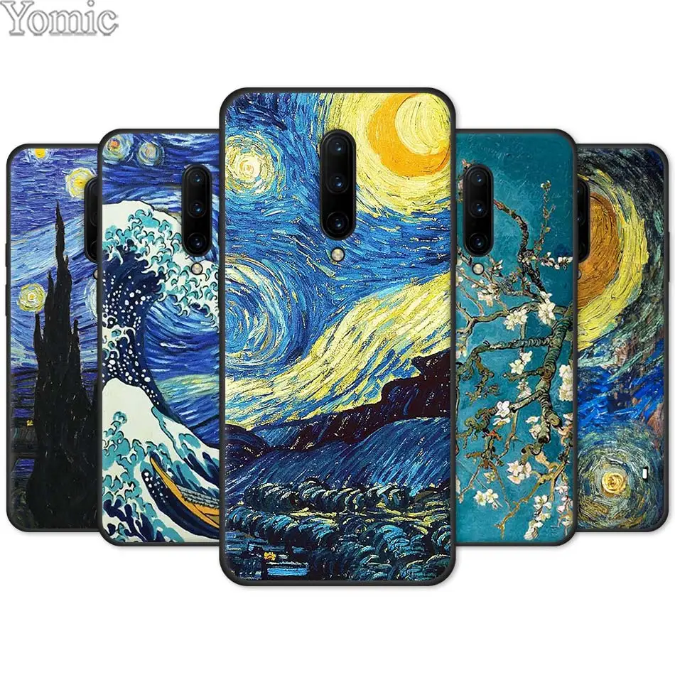 

Soft Phone Case Shell for Oneplus 7 7 Pro 6 6T 5T Black Case for Oneplus 7 7Pro Silicone Cover paintings Starry Night Van Gogh