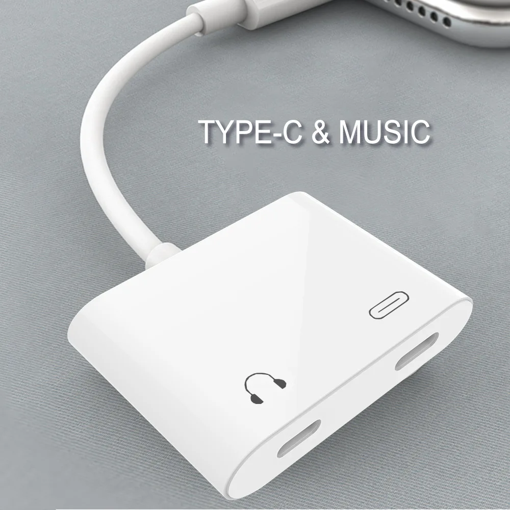 Адаптер для зарядки наушников с разъемом Type C USB Dual Huawei P20 P30 Pro Xiaomi mi8