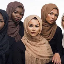

2018 Hot Selling Women Plain Bubble Chiffon Scarf Hijab Wrap Printe Solid Color Shawls Headband Muslim Hijabs Scarves 16 Colors