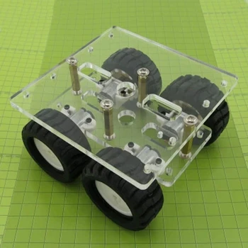 

Mini DIY N20 Smart Car Chassis Transparency Acrylic 4WD Two Layer RC Robot DIY Kit N20 Motor Wheels 90*90mm
