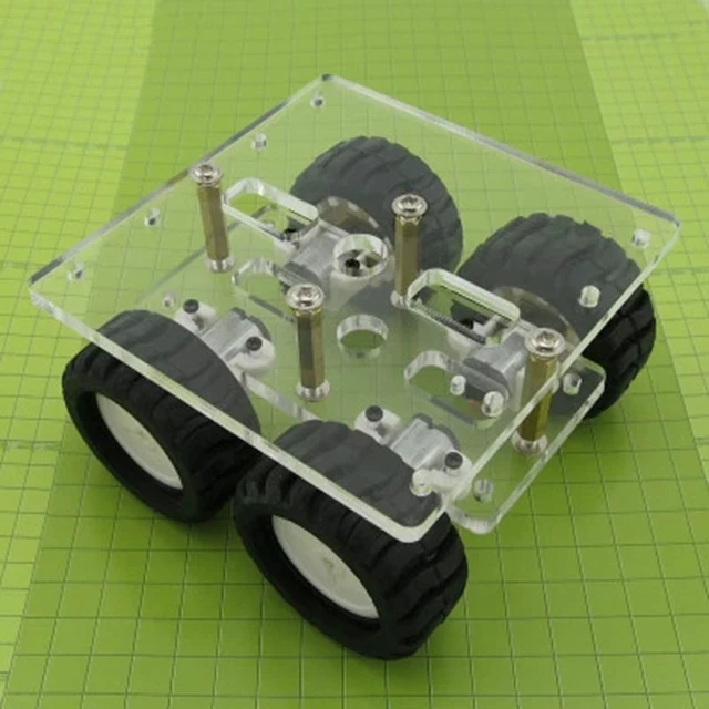 Cheap Mini DIY N20 Smart Car Chassis Transparency Acrylic 4WD Two Layer RC Robot DIY Kit N20 Motor Wheels 90*90mm