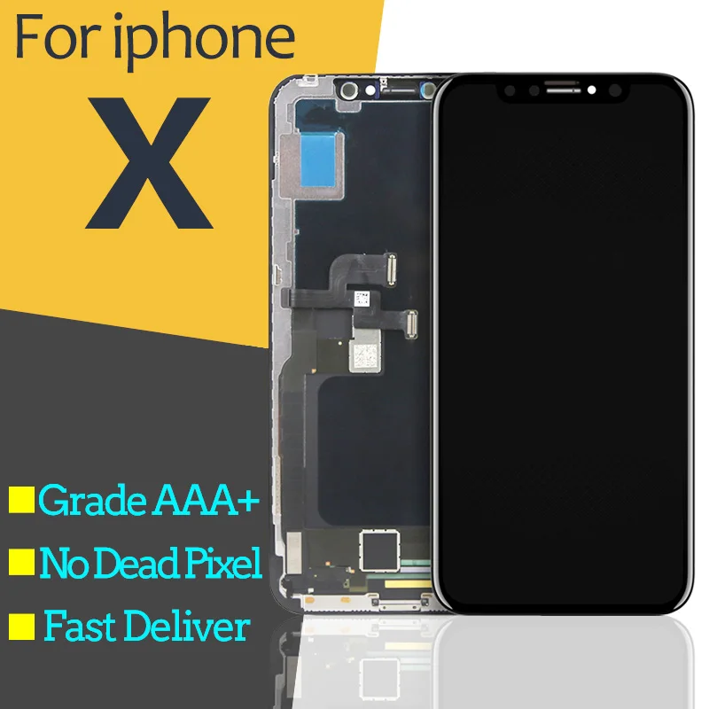 

10PCS/LOT Quality 100% Test OEM OLED LCD Replacement For iPhone X LCD Display 3D Digitizer Touch Screen Assembly Black Color