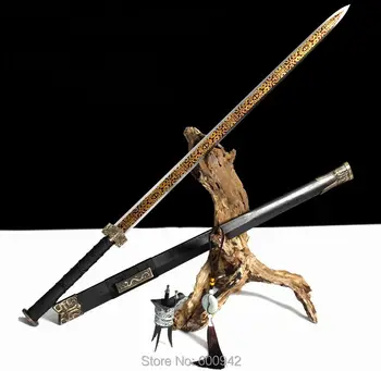 

Handmade Wu Shu Sword Double Edge Blade Full tang Sword Saber Manganese Steel