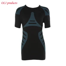 Высокие эластичные Короткие рукава женские спортивные костюмы Бег фитнес-леди и одежда для девочек# STU0009