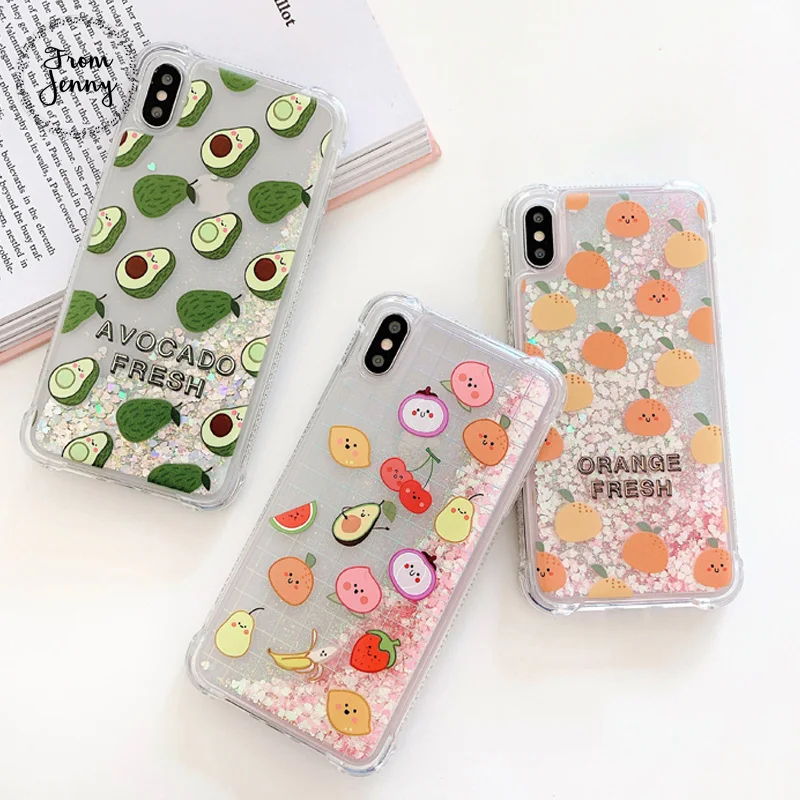 От Jenny Fruit sequins для наждачной бумаги iPhone x xr xs max 6 6s 7 8 Plus прозрачный жидкий
