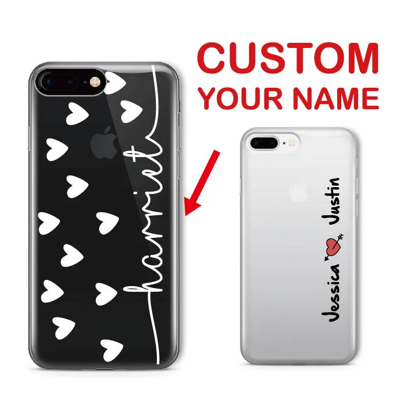 

Personalized Custom Name Text Heart Lover Lace Soft Clear Phone Case For iPhone 6 6S XS Max 7 7Plus 8 8Plus 5 X SAMSUNG Galaxy