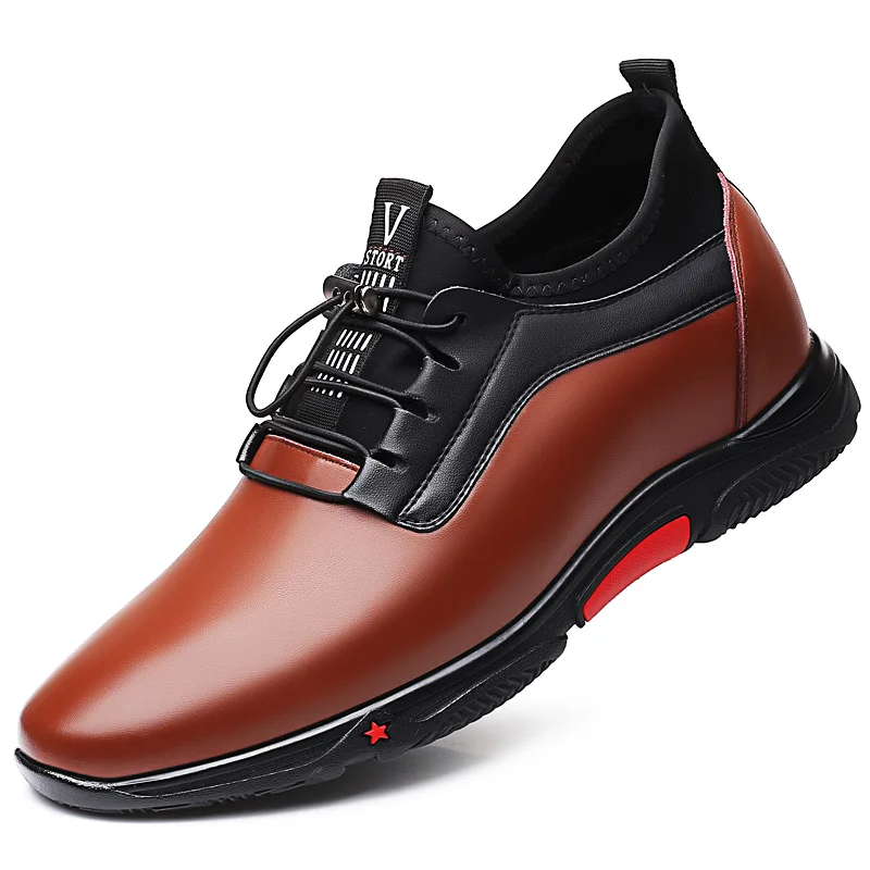 

2019 New Big Size Casual Shoes Men Hot Sale Height Increased Split Leather Shoes Men Fashion Leisure Male Shoes Black DA006