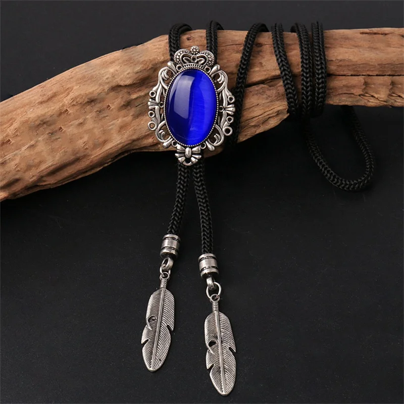 

Mantieqingway Blue Bolo Necklace Royal Blue Rhinestone Bolo Tie Cowboy Style Ties for Men & Women Good Shoestring Neck Tie
