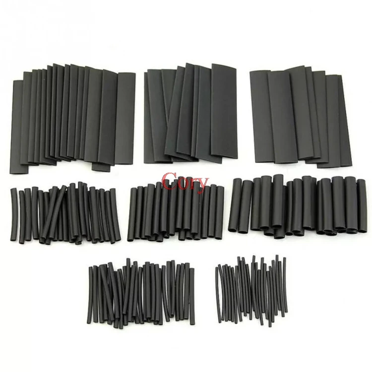 150 шт. 2:1 Полиолефиновый термоусадочный трубки Sleeving провода электрической изоляции кабель комплект черный ассортимент CZYC