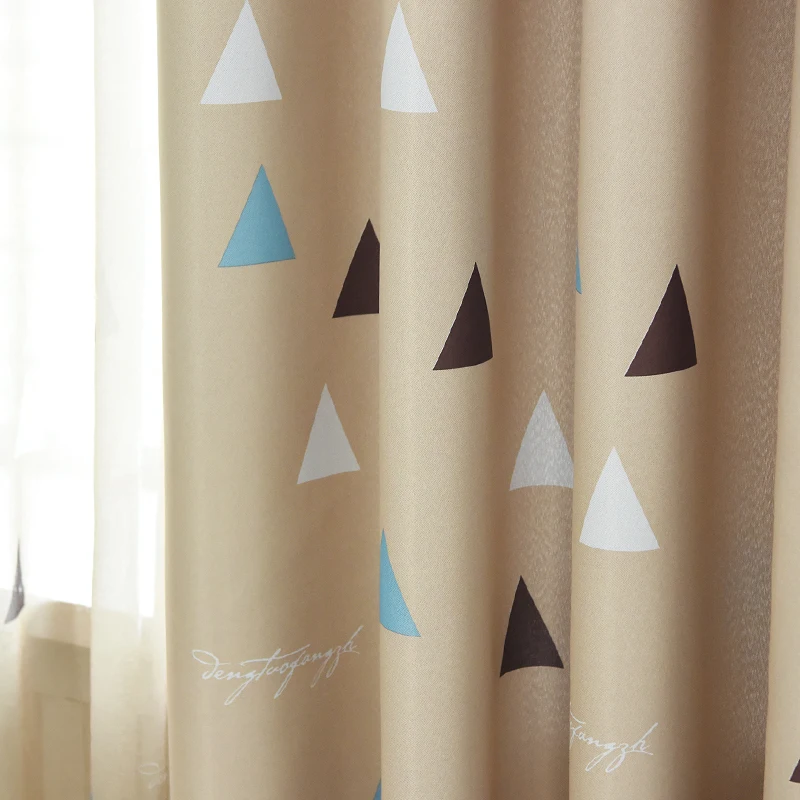 Затемненные занавески с треугольным узором для спальни, гостиной, современные серые занавески для детской комнаты, тюль и занавеска cortina para sala - Цвет: Coffee curtains