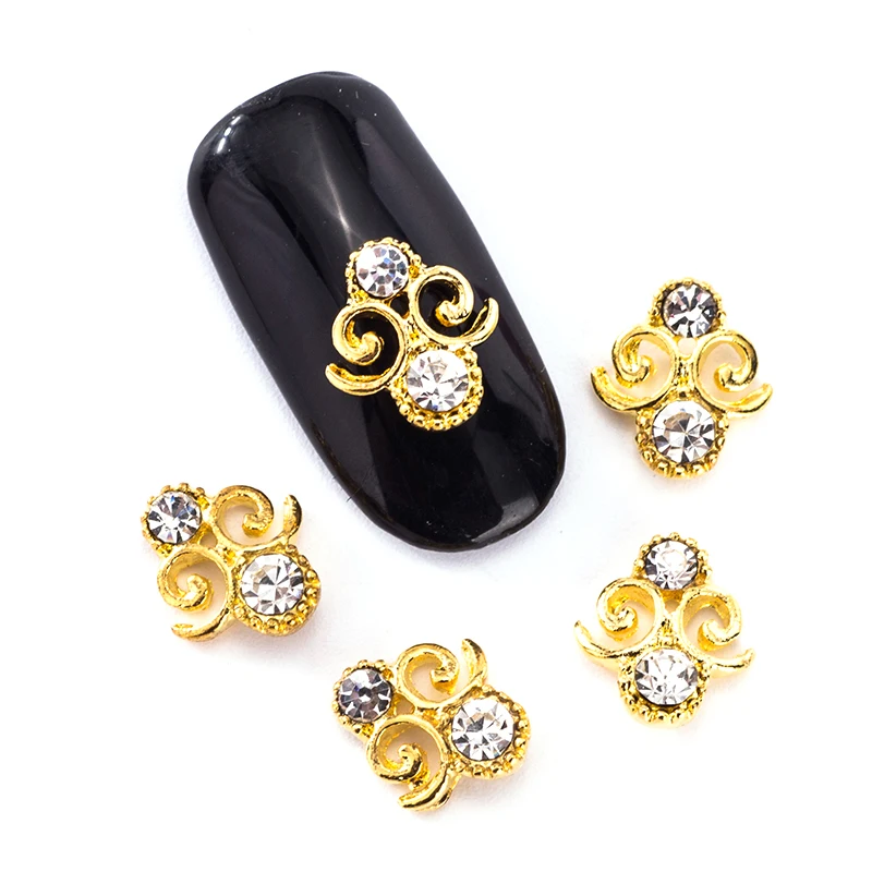 

10 Pcs/Lot 3D Rhinestones For Nails Gold Special Shape Design Nail Decoration Manicure Accessories TN2022
