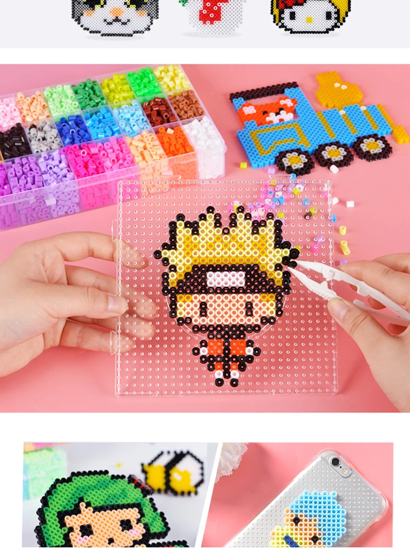 6800 шт 5 мм бисер Perler DIY Развивающие игрушки для рукоделия головоломка пиксель+ Инструменты+ аксессуары Хама Набор Бусин