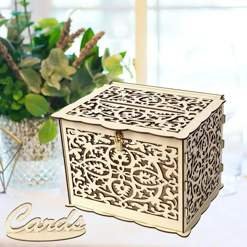 Коробка для приглашения на свадьбу украшения винтажная коробка для карт с замком DIY коробка для денег деревянные коробки для подарков для дня рождения