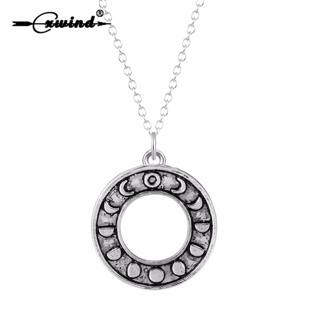 Cxwind Мода Moon Phase круглый кулон ожерелье астрологические ювелирные изделия Шарм