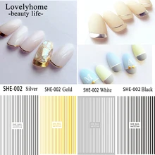 1 шт 3D линии чередование ленты ногтей наклейки золотого и серебряного цвета различной ширины кончик клей для накладных ногтей наклейки для ногтей обертывание маникюра