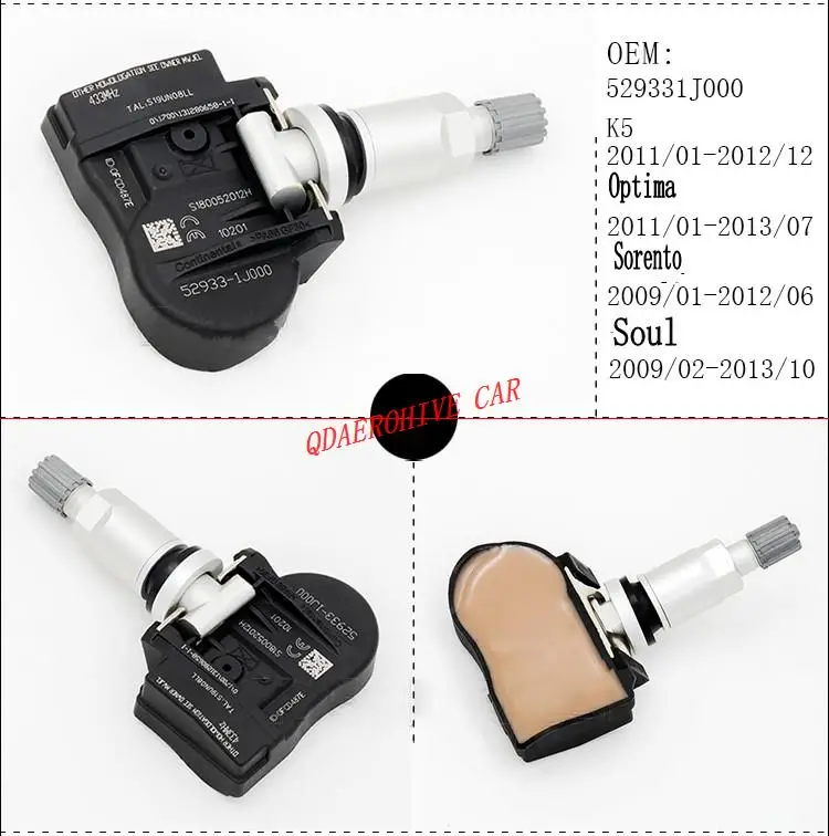AEROHIVE 4 шт. подлинный оригинальный для Kia Sorento Soul OPtima OEM 529331J000 TPMS датчик давления в