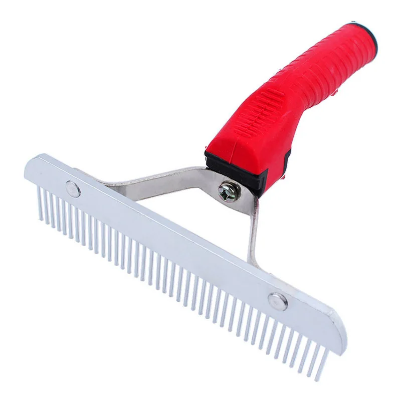 New Arrival Red Plastic Handle Stainless Steel Cat Puppy Perro Hair