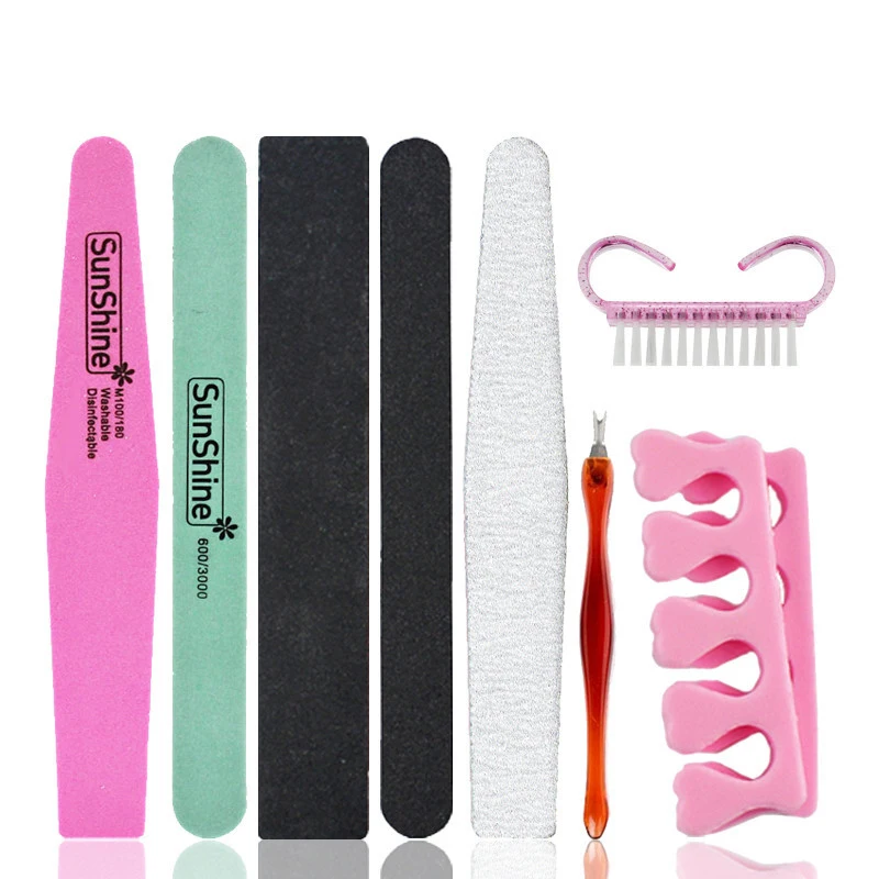 

8PCS/Set For Nail Manicure Kit Nail Files Brush Durable Buffing Grit Sand Fing Art Accessories Sanding File UV Gel Polish Tools