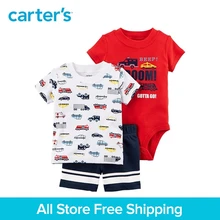 3pcs transportation tee bodysuit shorts clothing sets Carter s baby boy soft cotton Summer 121I388