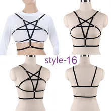 Рейв носить пентаграмма бандаж, портупея нижнее белье в готическом стиле укороченный Топы Фетиш сетчатый бюстгальтер жгут ремень портупея в форме звезды бюстгальтер