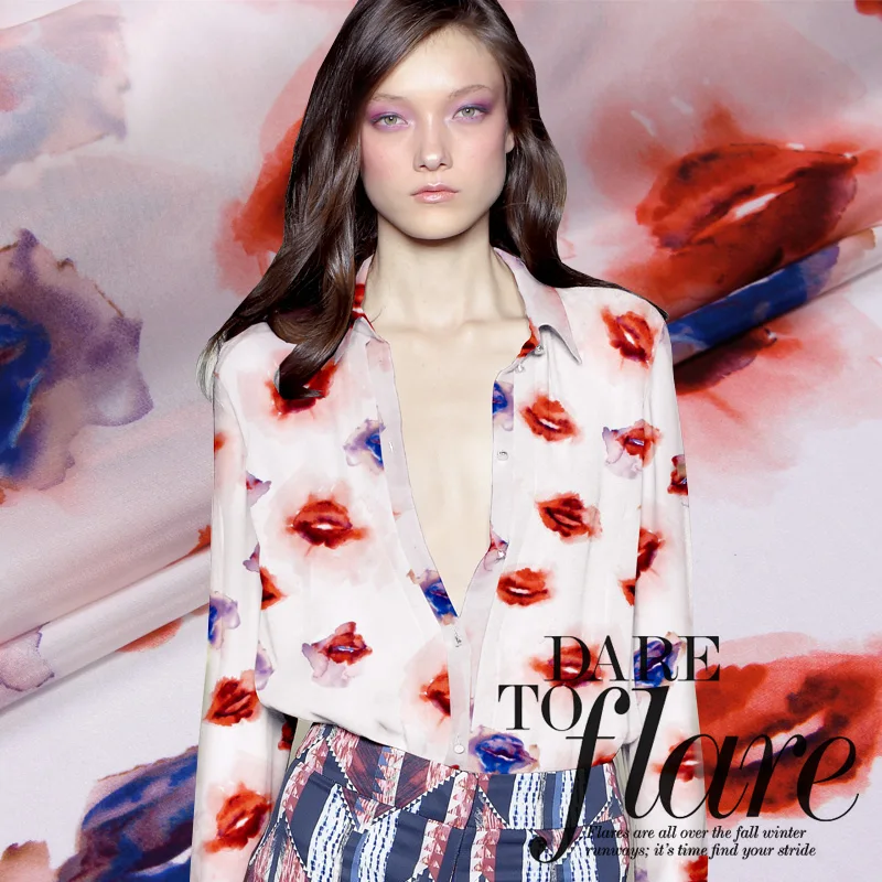 free shipping! spring and summer thin models printed silk shirt apparel