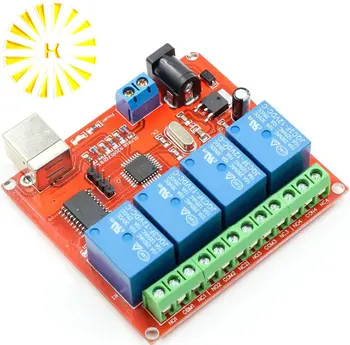 

4 Channel DC 12V Computer USB Control Switch Drive Relay Module PC Intelligent Controller 4-way 12V Relay Module Connector