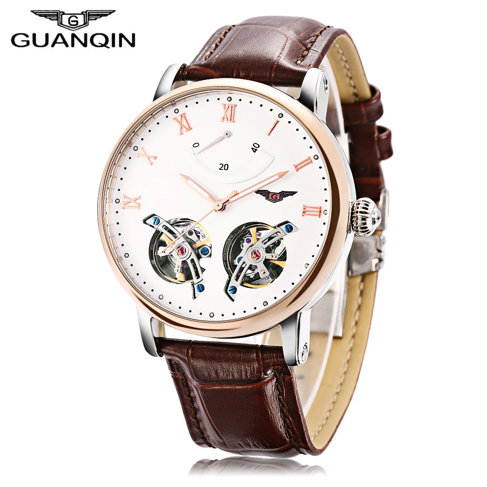 

GUANQIN GJ16046 Men Genuine Leather Strap Self-Wind Watch Imported Japan Automatic Mechanical Movement Business Wristwatches