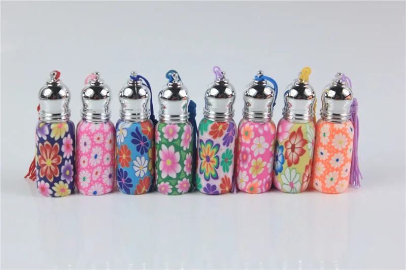 

100pcs/lot 5ml Colorful Roll On Essential Oils Bottles Polumer Caly Perfume Bottle Essential Oils Bottle With Metal Ball