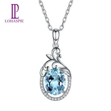 LP Solid 18K Белое Золото 1.64ct натуральный драгоценный камень Аквамарин& подвеска Бриллиантовая& ожерелье для женщин ювелирные изделия с бриллиантами