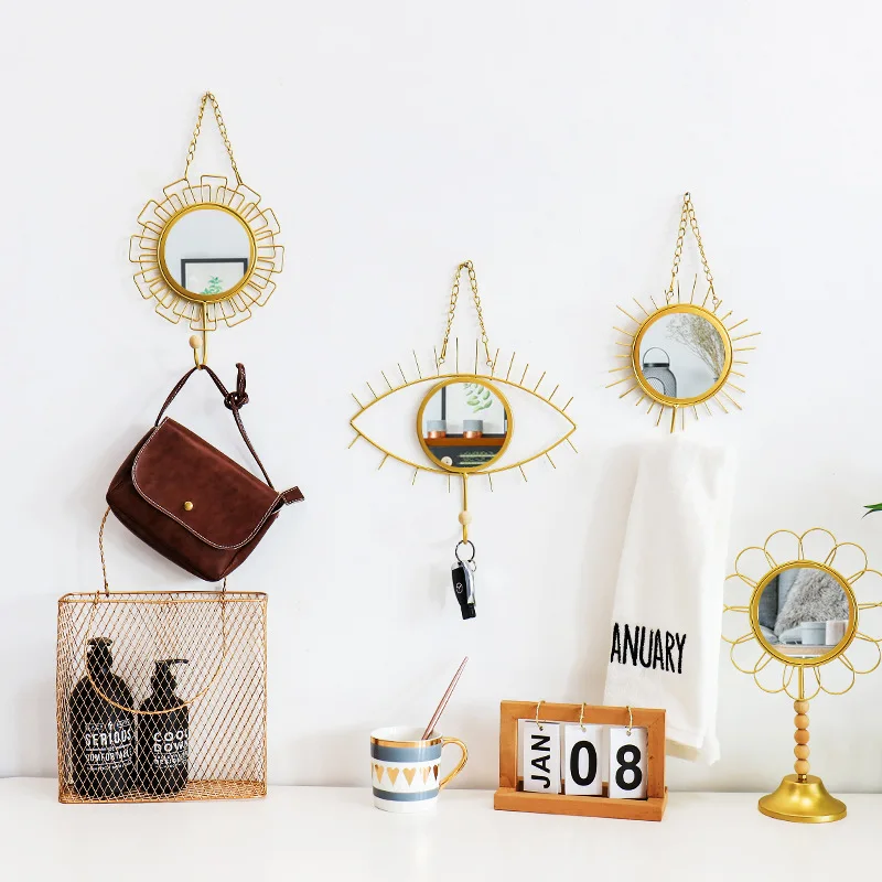 

Nordic Multifunctional Hook Creative Iron Hook Mirror Handmade Geometric Metal Handicraft Simple Modern Wall Decorative Hooks
