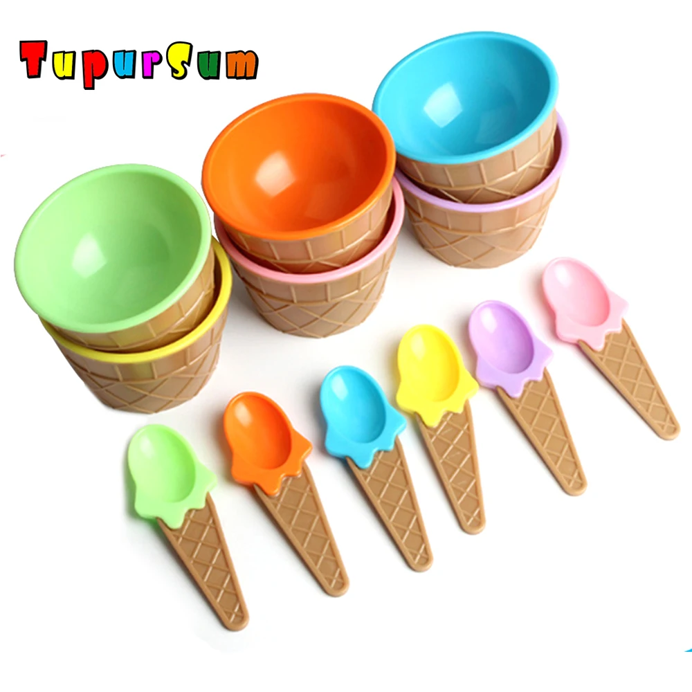 

Kids Ice Cream Bowl Spoon Set Durable Children Gifts Lovely Dessert Bowl DIY Ice Cream Tools icecream bowl+spoon Kit Accessories