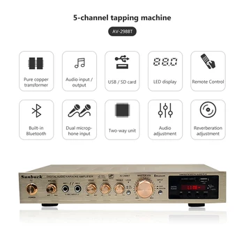 5 Channel Amplificador Bluetooth AV Amplifier Stereo Karaoke Stage Hifi Power Home Theater Audio Amplifiers Dual Mic FM SD USB
5 Channel Amplificador Bluetooth AV Amplifier Stereo Karaoke Stage Hifi Power Home Theater Audio Amplifiers Dual Mic FM SD USB