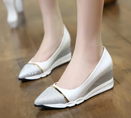 Bout Lady blanc Cales Talons Femmes Mode Noir Or Base Hauts Rose Wedge À 34 De 39 Taille Ruban Chaussures Pointu forme Plate POx1dSx