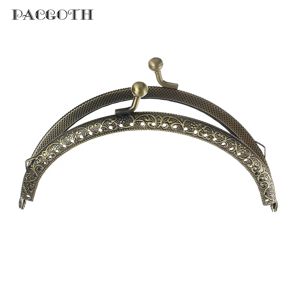 

PACGOTH Iron Based Alloy Kiss Clasp Lock Purse Frame Arch Antique Bronze Dot 12.6x7.7cm(5"x3"), Open Size: 14.8x12.6cm, 3 PCs
