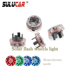 SULUCAR 4PCS Car Styling Tire Decoration Light LED Auto Solar Energy Flash Discoloration Tire Accessories  Free shipping