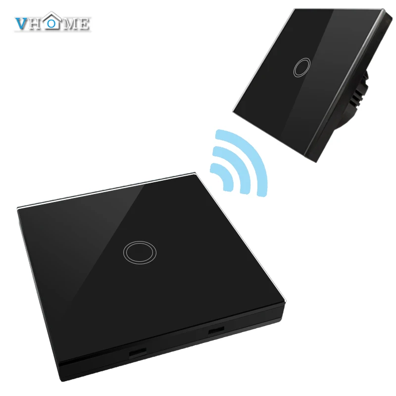 

Vhome RF433mhz black 1wall stickers Wireles remote control transmitter& touch switch for smart home wall light interruptor touch