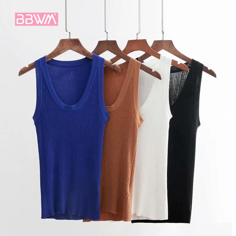 

2018 summer Korean version of the new knit vest vest Slim solid color wild cotton base vest female