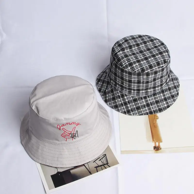 Хлопковая Двусторонняя Панама с принтом жестов, рыбацкая шляпа, кепка от солнца для мужчин и женщин, 475 - Цвет: Серый