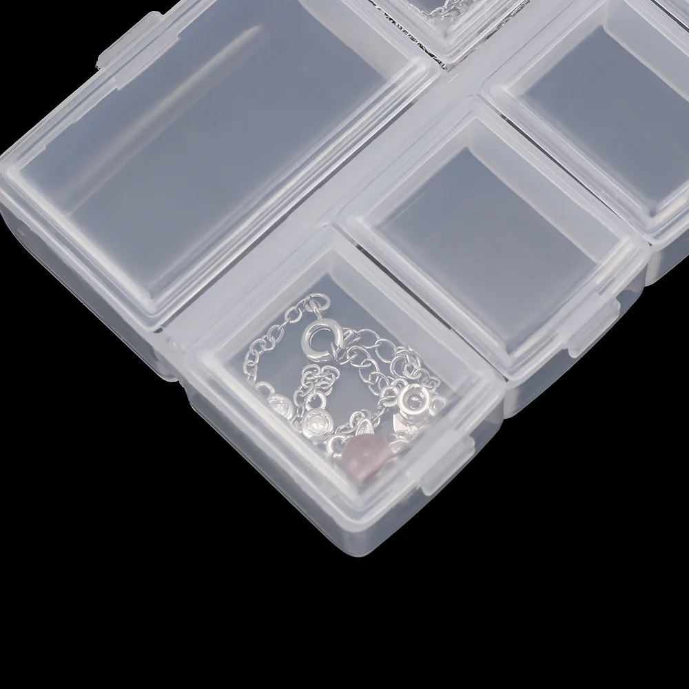 

Hot Sale Organizer Storage Box Portable Empty Rhinestone 6 Grid Transparent Case Plastic Container for Bead Rings Jewelry Displa