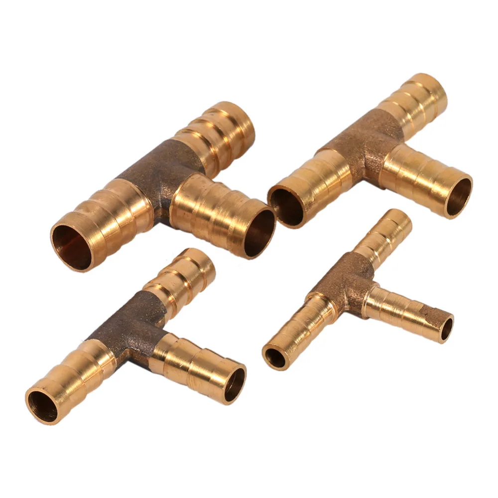 Brass T Piece 3 Way Fuel Hose Joiner Connector For Compressed Air Oil