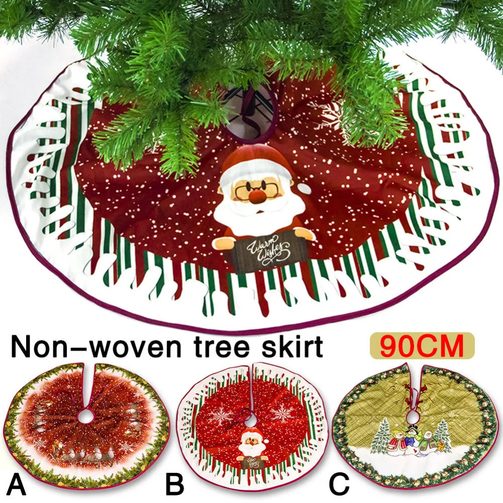 Non Woven Christmas Tree Skirts Dress Elk Snowman Santa Claus Christmas Decoration for Home Arrangement