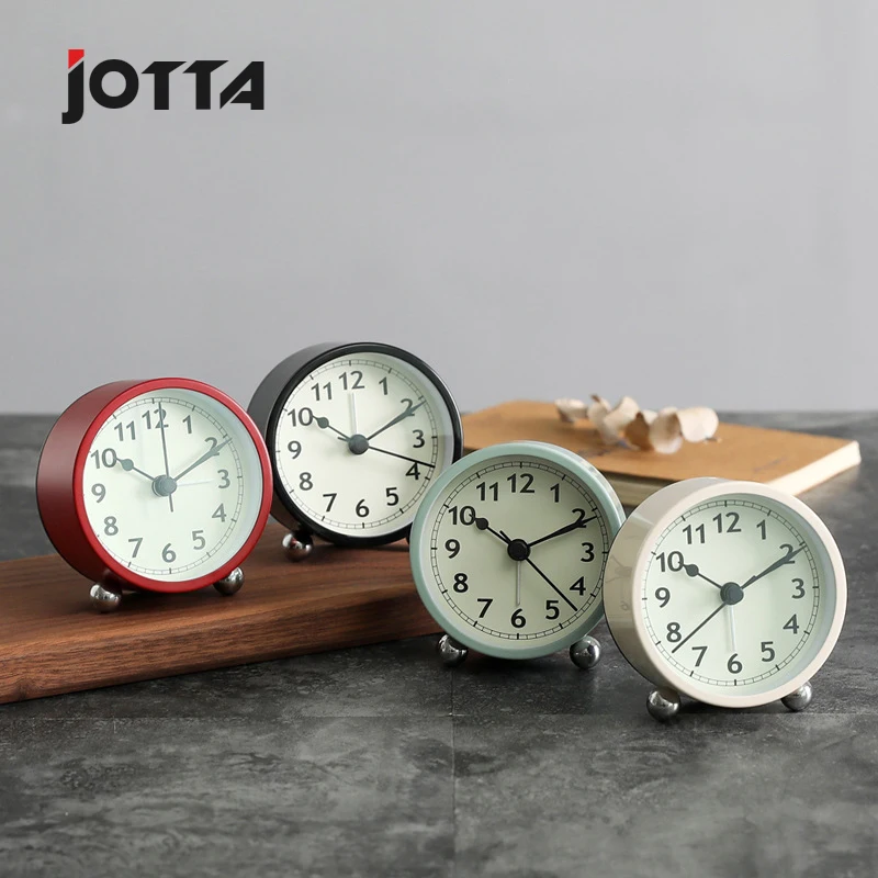 

New household fashion creative alarm clock retro metal circular multi-functional simple bedside personality small clock mute