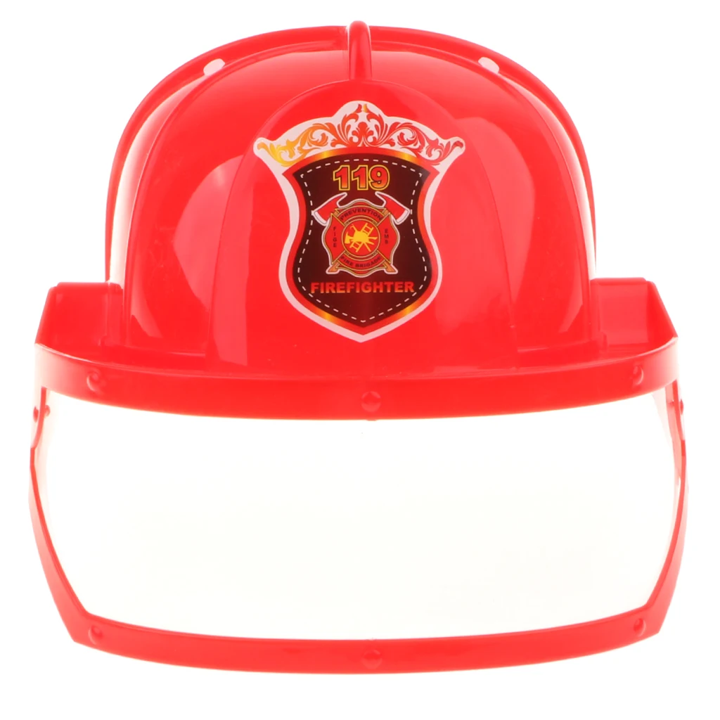 Child Deluxe Red Firefighter Helmet Costume Accessory Kids Fireman Hat Costume 