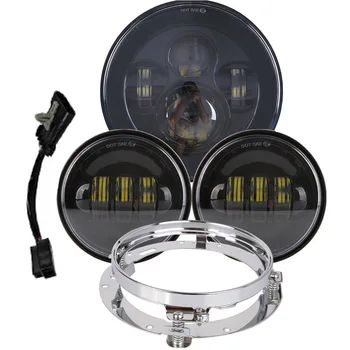 

Motorbike Accessories 7" Headlight for Harley Softail Touring Trike Projector With 4.5 Inch Fog Light+Headlight Bracket
