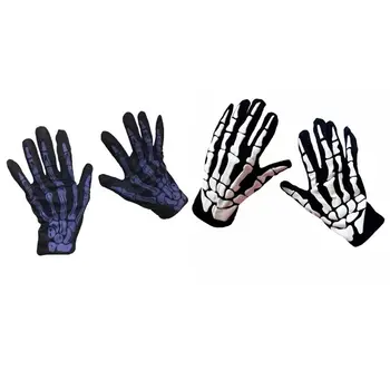 

Halloween Gloves Scary Skull Finger Paw Printing Funny Glove Elastic Washable Clothing Accessories