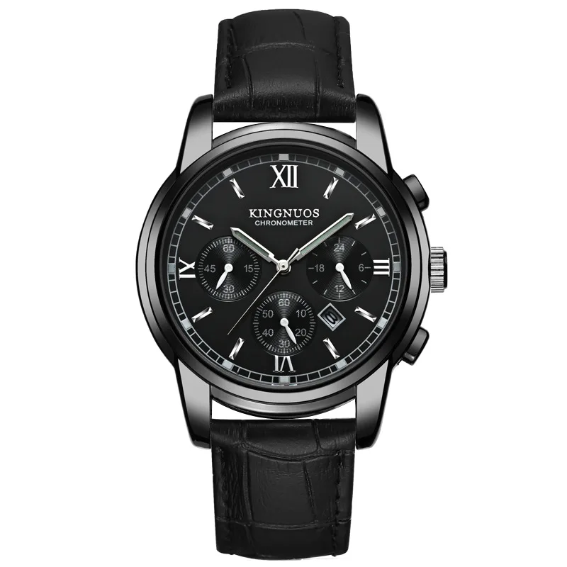 

New Top Casual Fashion Luxury Brand Men Watch Gold Calendar Luminous Leather Business Wrist Watches Steel strap Relogio homem