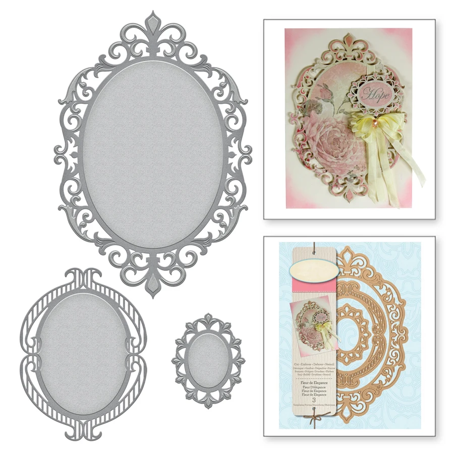 Oval Etched Dies Set Metal Cutting Dies Stencil For DIY Scrapbook Embossing Paper Wedding Card