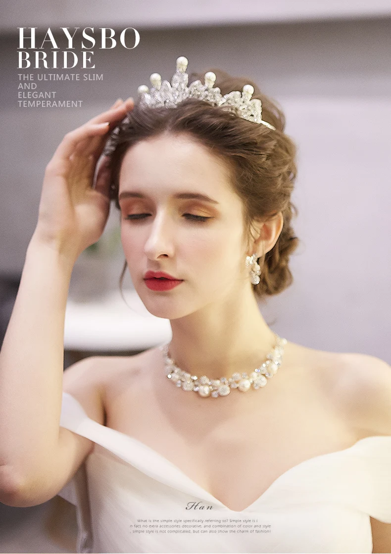  Crystal Jewellery Set Bride Silver Necklace Necklace Earrings Set Female Wedding Jewelry  (7)